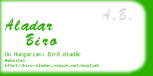 aladar biro business card